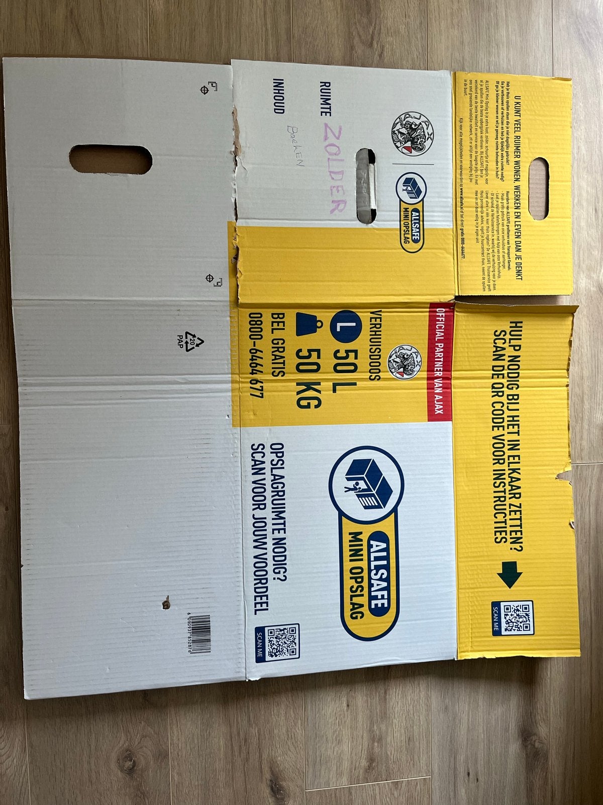 Allsafe Verhuisdozen 50L - circa 40-45 stuks., Doe-het-zelf en Verbouw, Kratten en Dozen, Ophalen, Opvouwbaar, 50 tot 75 cm, Minder dan 40 cm