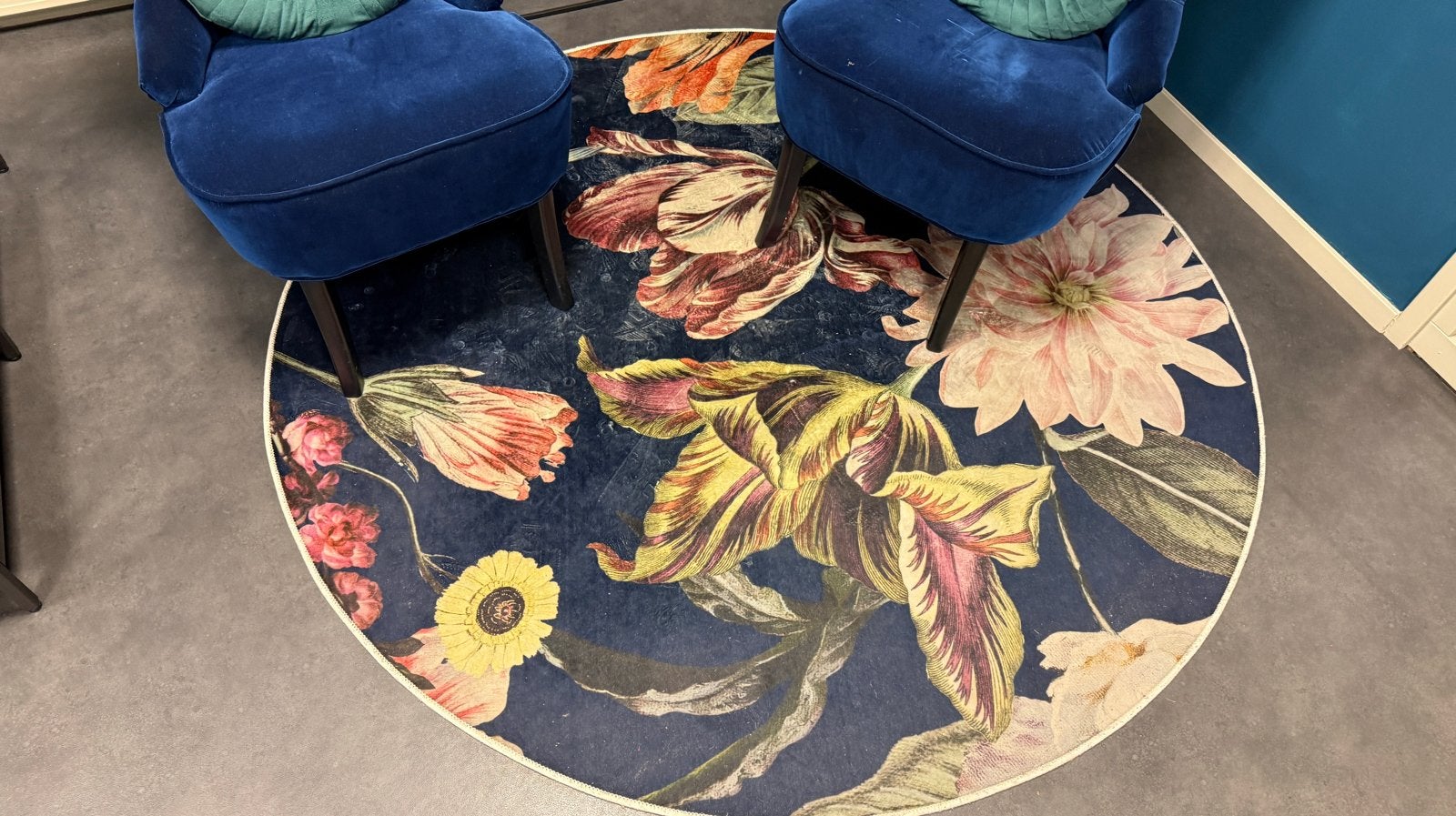ESSENZA Filou Finest Vloerkleed Donkerblauw - 180cm rond, Huis en Inrichting, Blauw, 150 tot 200 cm, Rond, Nieuw