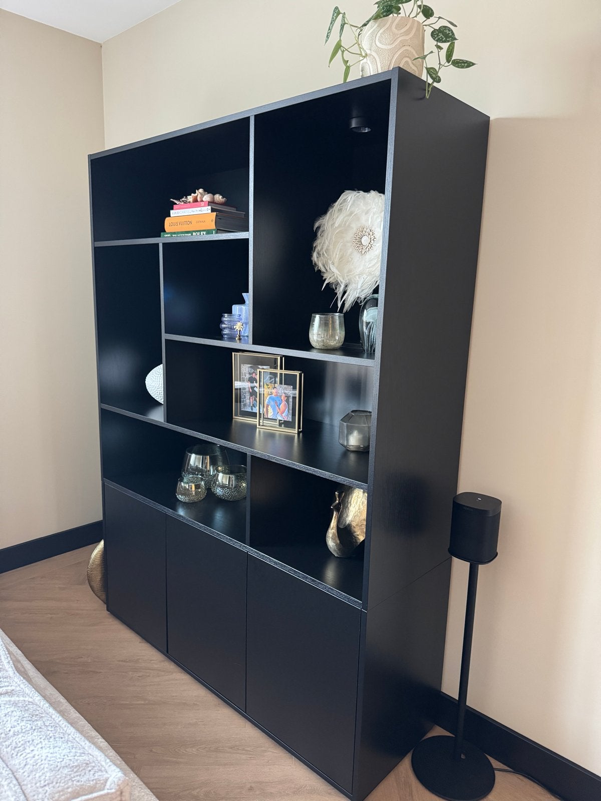 Zwarte Buffetkast Madrid van Goossens, Ophalen, Gebruikt, 100 tot 150 cm, 150 tot 200 cm