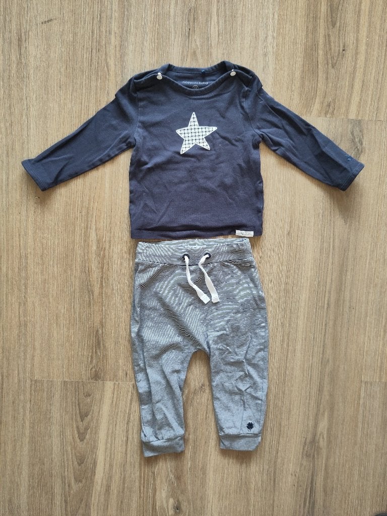 Setje Noppies Baby maat 68 unisex, blauw-wit, Jongetje of Meisje, Ophalen of Verzenden, Zo goed als nieuw, Setje