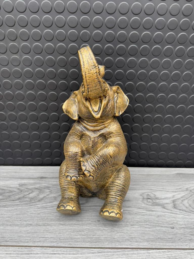 olifant (goud/zwart) 35hoog 15breed/Nieuw!, Verzamelen, Beelden en Beeldjes, Ophalen of Verzenden, Nieuw, Dier