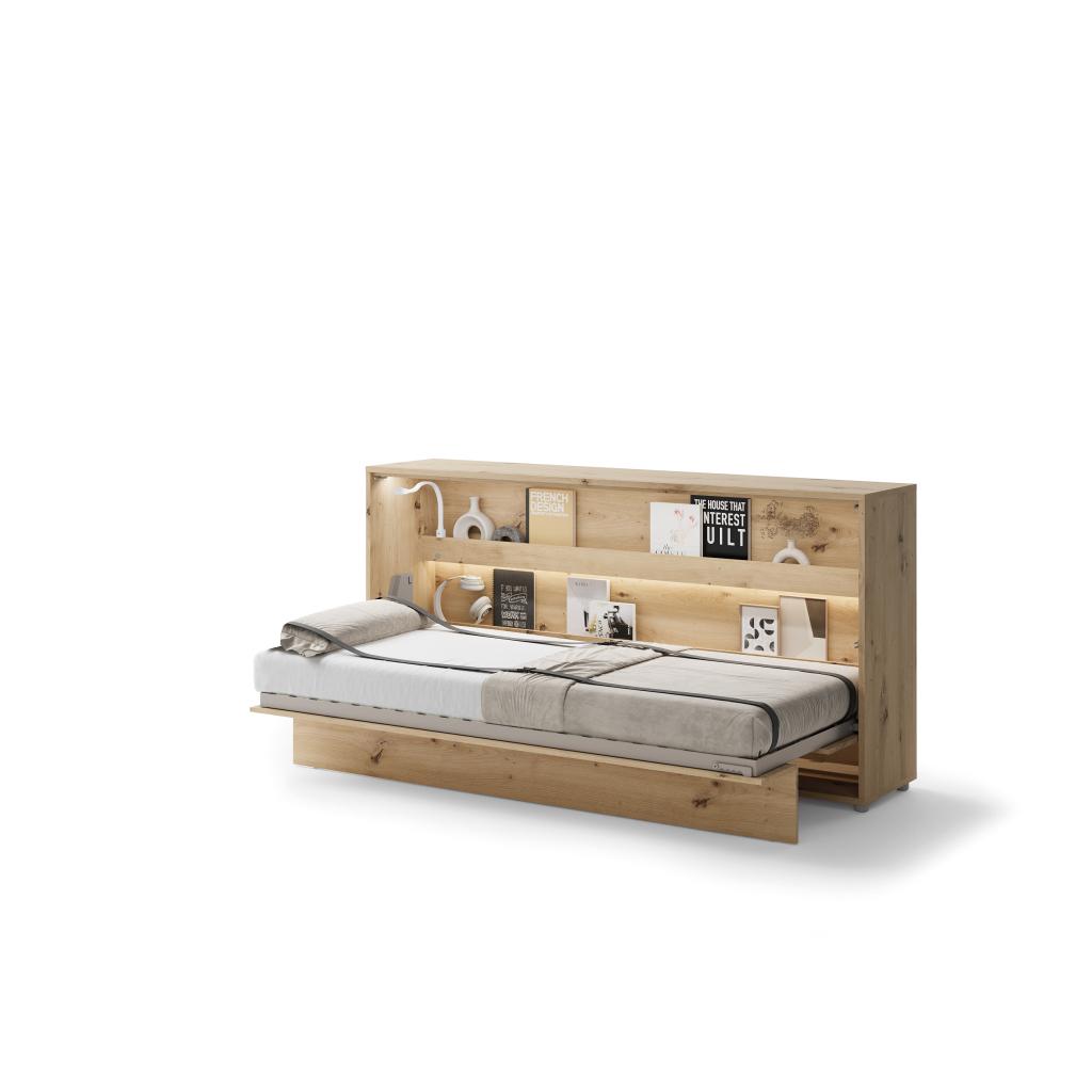 Concept opklapbed horizontaal - 90x200 - Eikenkleur, Niet ingevuld, Niet ingevuld, Niet ingevuld