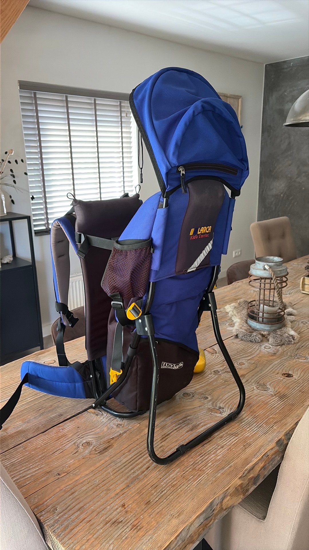 Larca (Deuter) rugdrager baby kind blauw grijs, Gebruikt, Overige typen, Rug, Ophalen