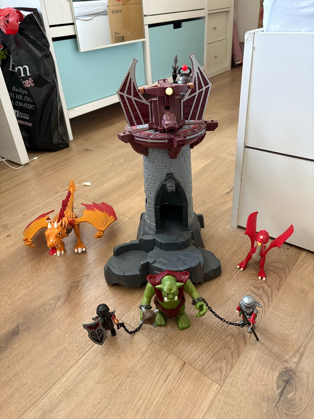 Playmobil Drakenburcht met draken en figuren, Gebruikt, Losse onderdelen, Ophalen of Verzenden, Kasteel/Fort