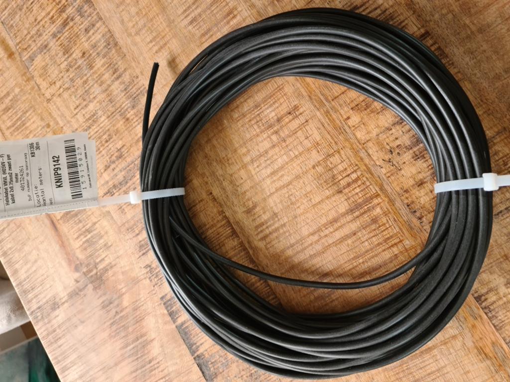 Hefkabel VMVL (H05VV-F) 2x0.75mm2 zwart - 30m, Ophalen, Nieuw, Kabel of Snoer