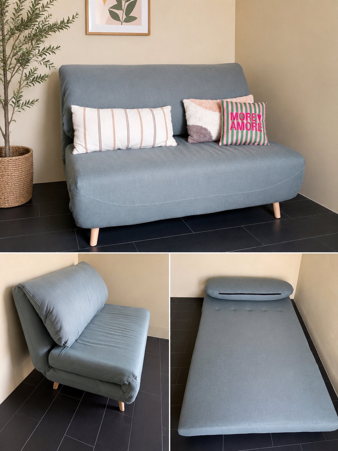 Compacte slaapbank/futon - ideaal voor kleine ruimtes, Eenpersoons, Ophalen of Verzenden, Zo goed als nieuw, Overige maten