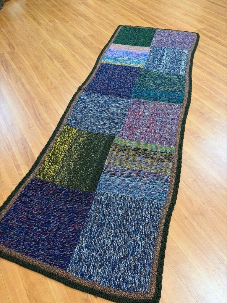 Granny woondeken donkere kleuren gebreid 228/76 cm