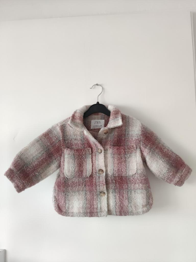 Zara meisjes winterjas roze geruit 86 heel goed, Kinderen en Baby's, Babykleding | Maat 86, Meisje, Ophalen of Verzenden, Zo goed als nieuw