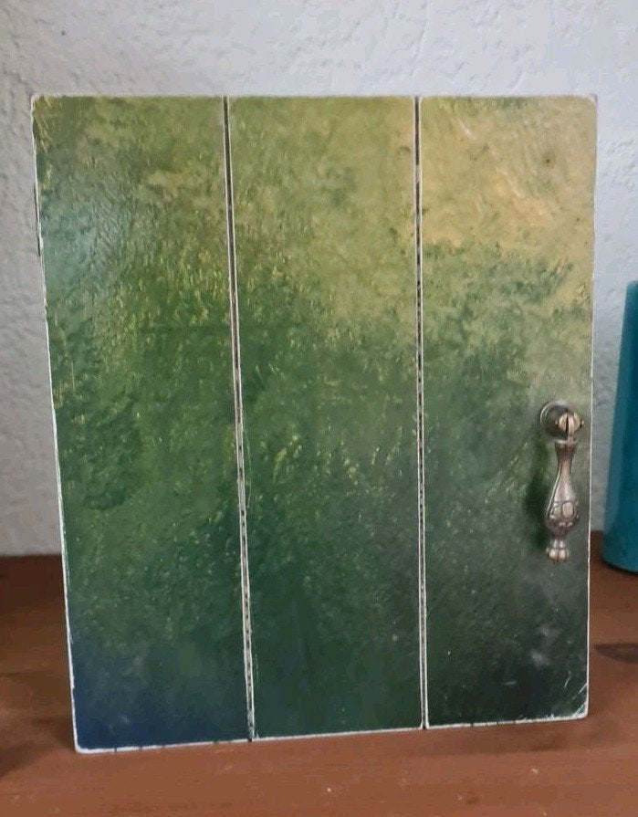 Sleutelkastje sieradenkastje vintage boho stijl geel groen, Ophalen of Verzenden, Zo goed als nieuw