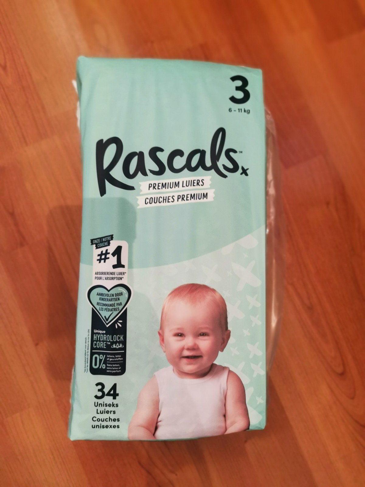 5 x Rascals Maat 3 Premium Luiers Nieuw 34 stuks each, Ophalen of Verzenden, Nieuw, Overige typen