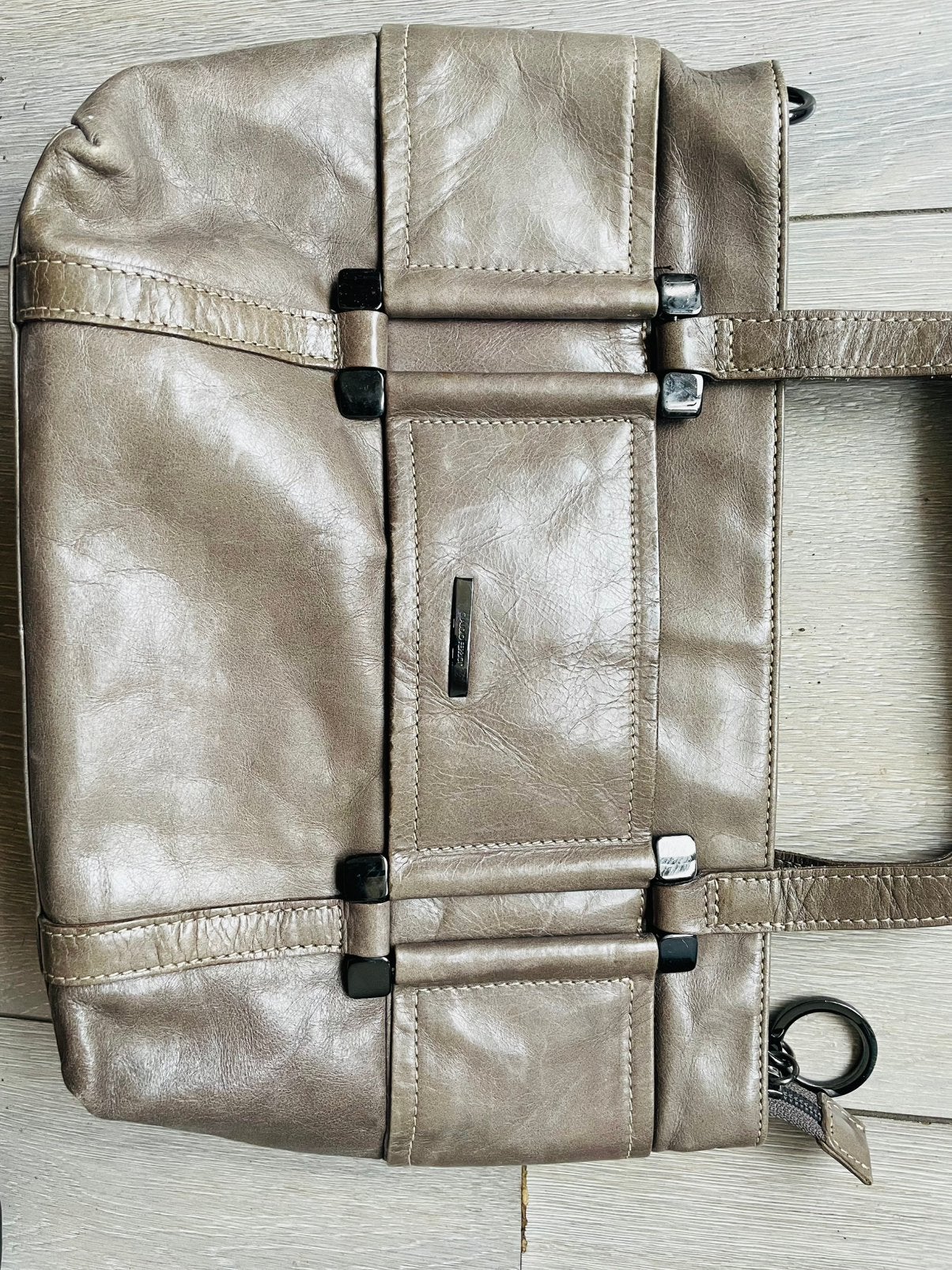 Te koop: leren tas, Claudio Ferrici, taupe, Sieraden, Tassen en Uiterlijk, Tassen | Damestassen, Ophalen of Verzenden, Zo goed als nieuw