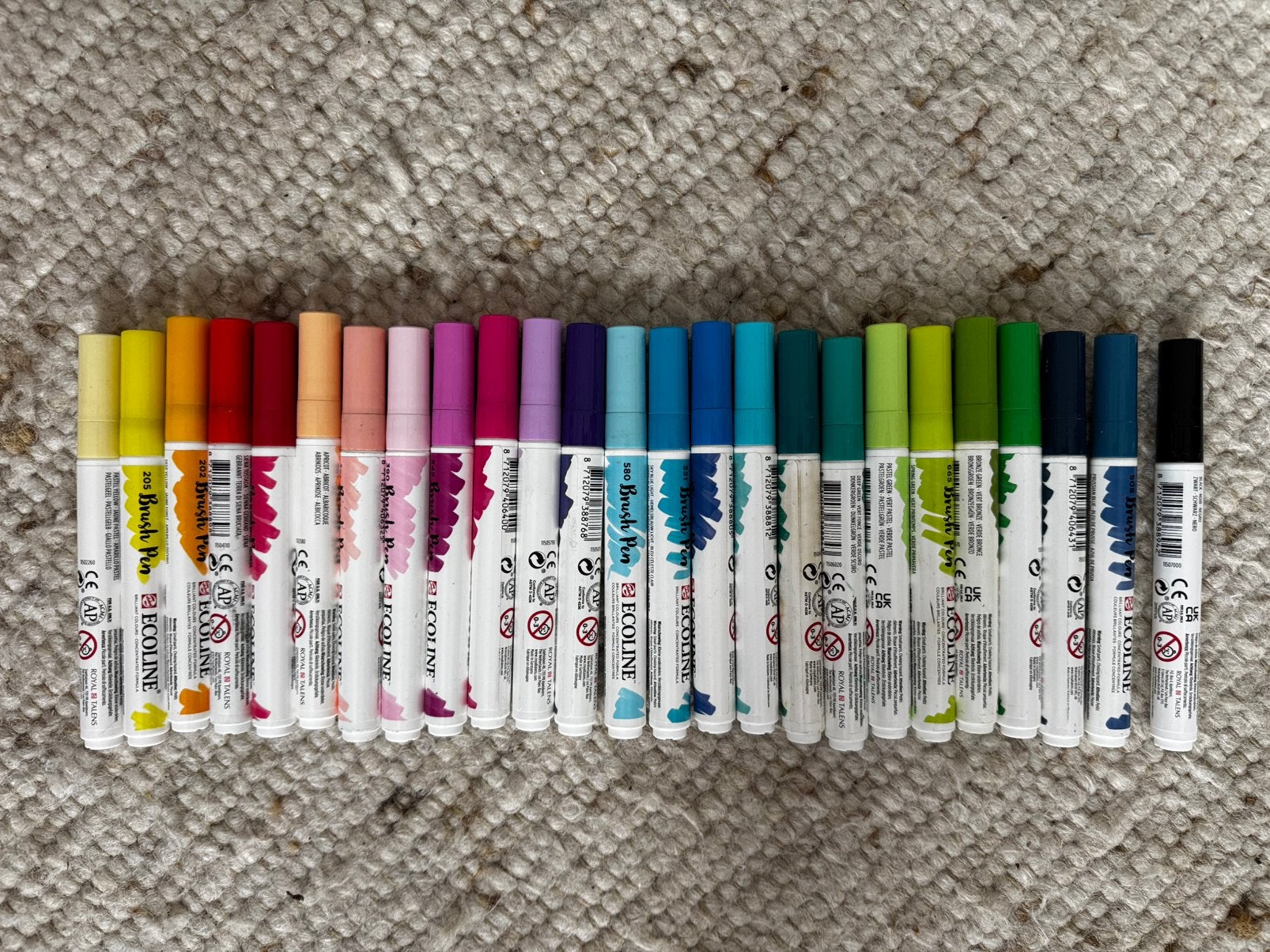Ecoline 25 brush pens - penseelstiften - bijna niet gebruikt, Ophalen of Verzenden, Gebruikt, Potlood of Stift