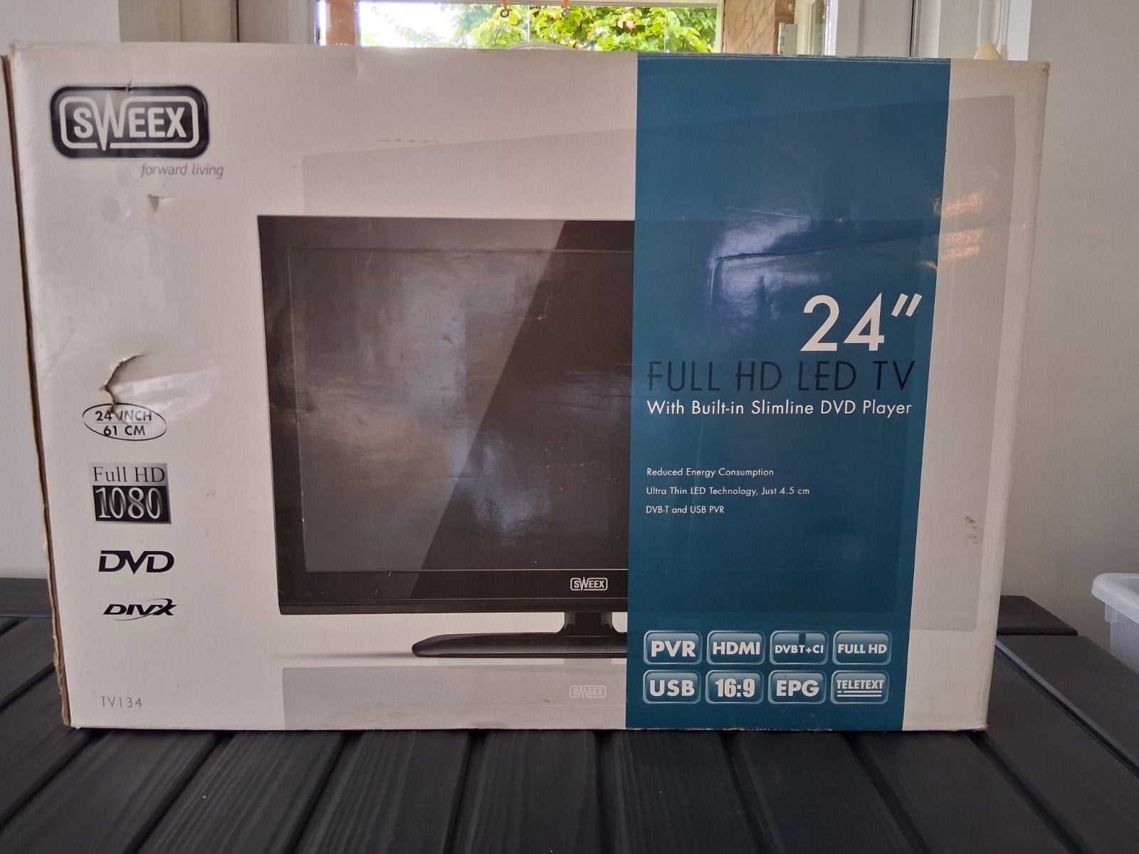 SWEEX full HD TV  met dvd 24", Ophalen, Zo goed als nieuw