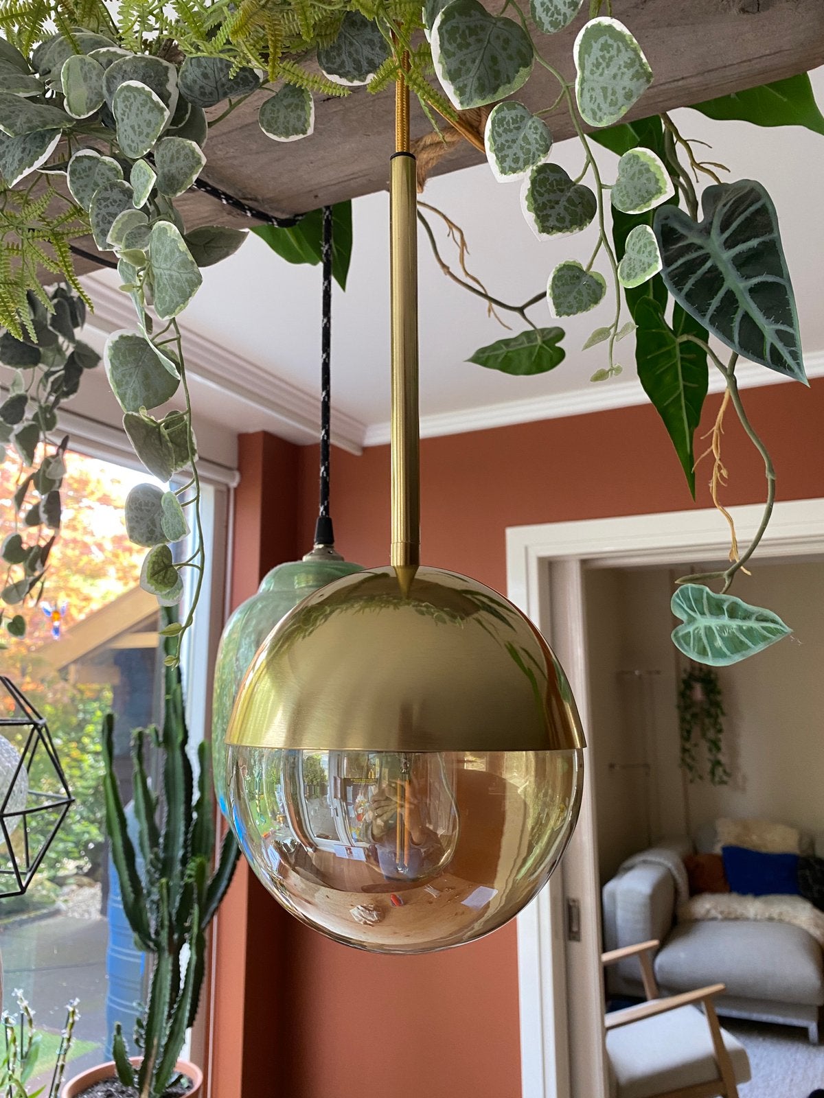 Hanglamp messing H&M home (NIEUW), Huis en Inrichting, Ophalen of Verzenden, Nieuw, Glas, E27 (groot)