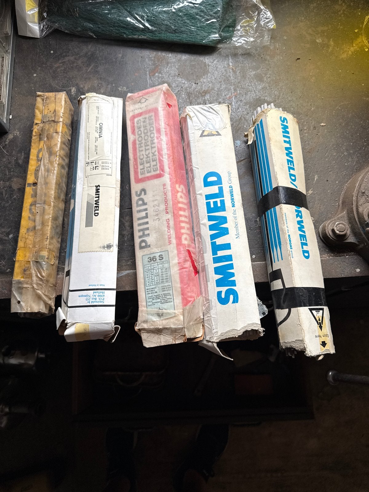 Diverse lasstaven: Philips en Smitweld elektroden, Ophalen, Gebruikt, Elektroden