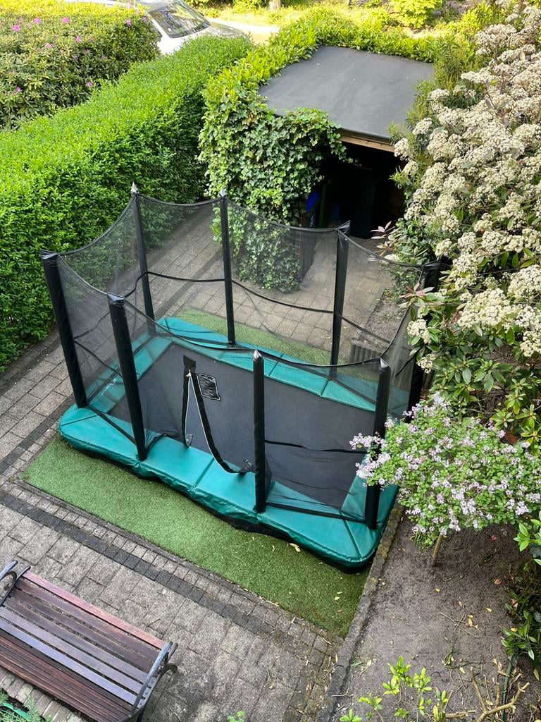 Akrobat inground trampoline met veiligheidsnet, Ophalen, Zo goed als nieuw