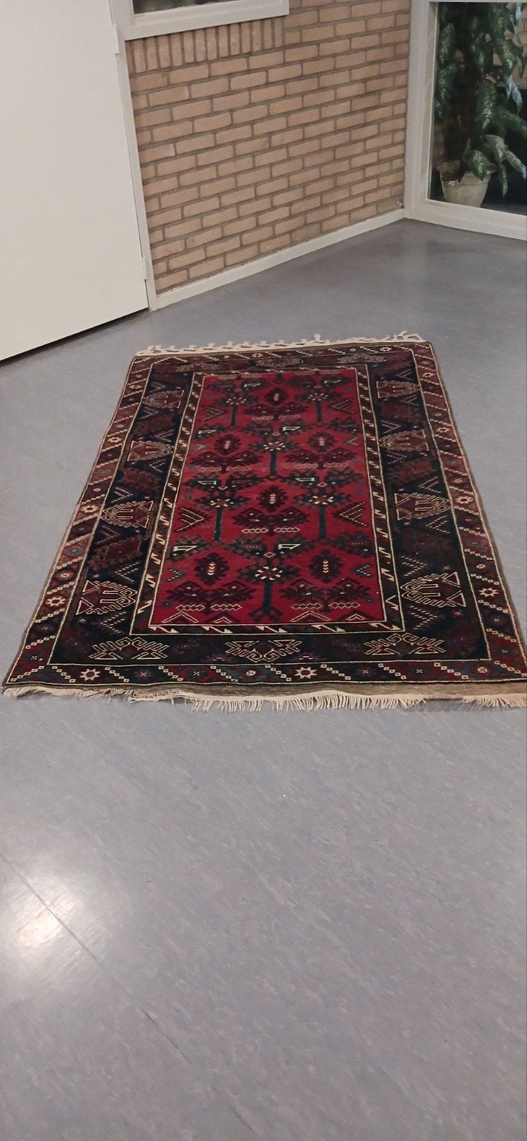 Handgeknoopt Turks tapijt  € 100,00, Ophalen, Gebruikt, 100 tot 150 cm, Blauw