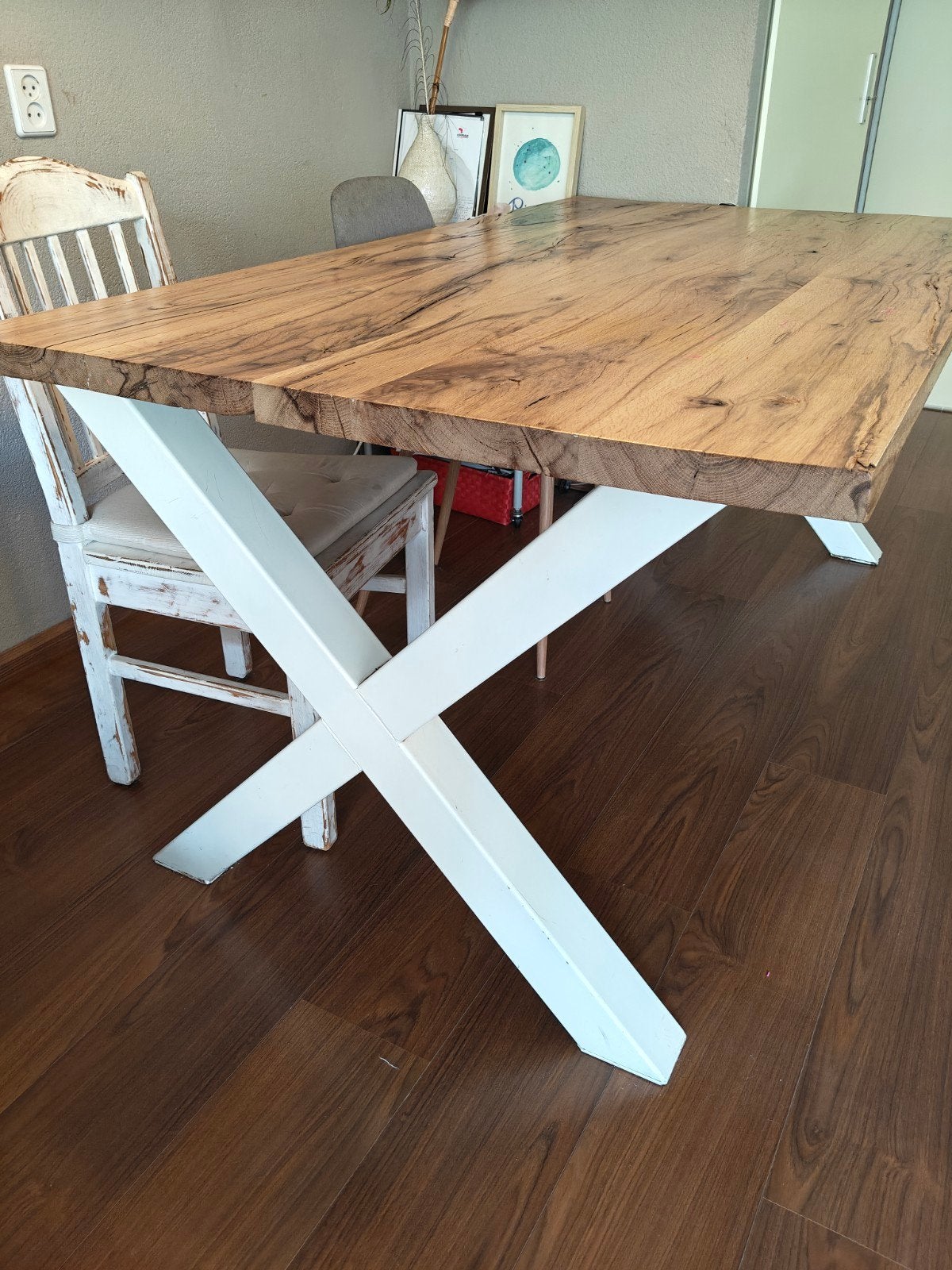 Massief houten boomstam eettafel 180x90, Ophalen, Gebruikt, 50 tot 100 cm, Vijf personen of meer