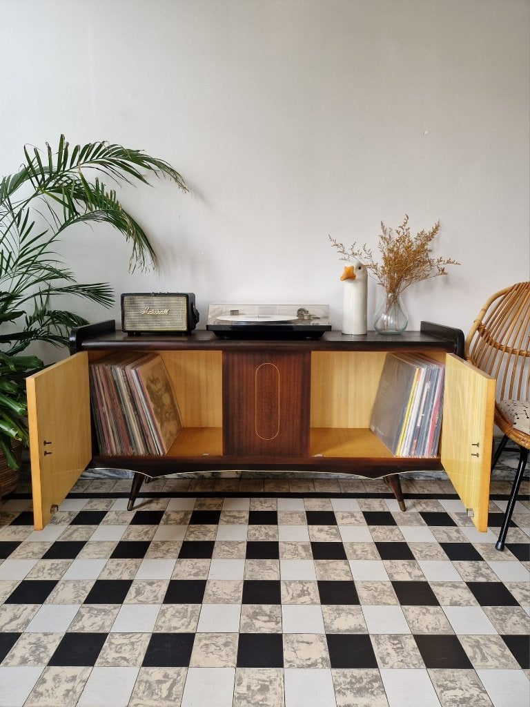 Vintage sixties dressoir | platenspeler meubel | kast, Ophalen, Gebruikt, 100 tot 150 cm, Minder dan 100 cm