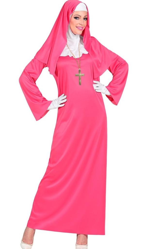 Roze Nonnen Jurk - Carnaval Kostuum, Carnaval, Maat 42/44 (L), Nieuw, Ophalen of Verzenden