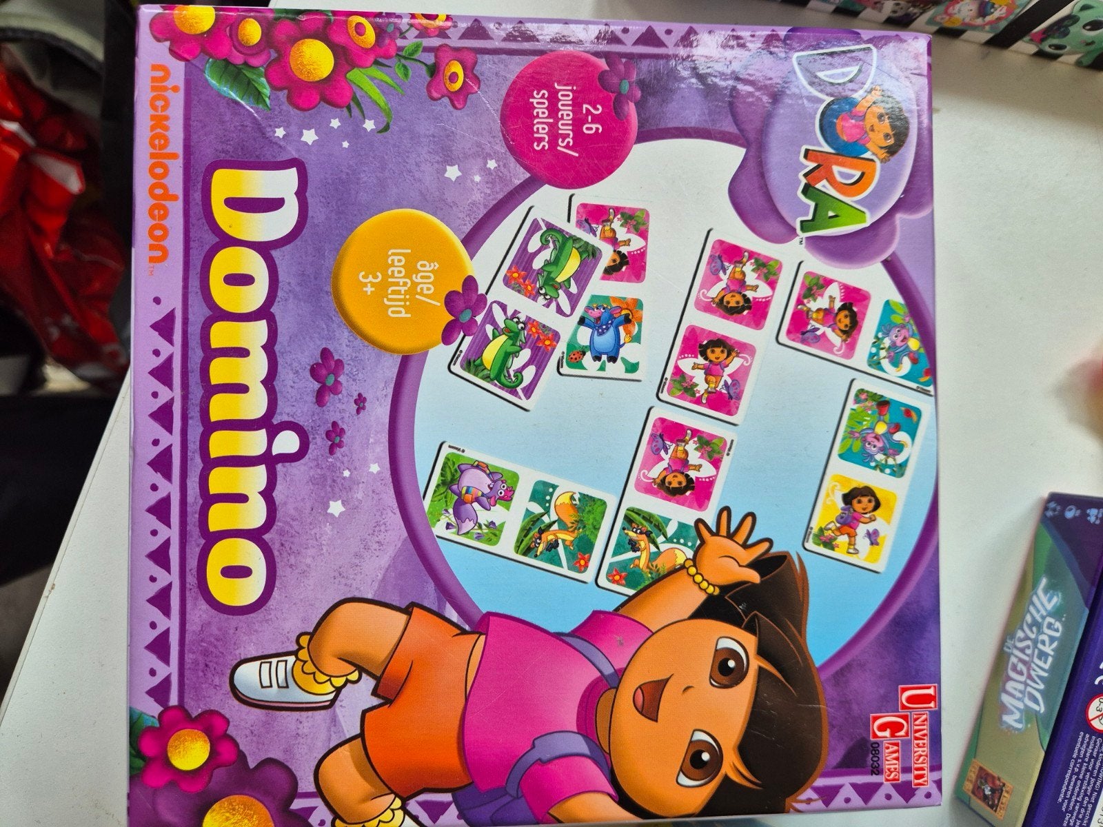 Dora Domino spel voor kinderen - Nickelodeon, Vijf spelers of meer, Ophalen of Verzenden, Gebruikt, University Games