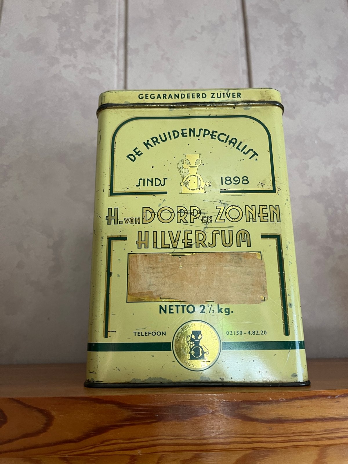 Vintage Kruidenblik H. van Dorp en Zonen Hilversum, Verzamelen, Ophalen, Gebruikt, Overige, Overige merken