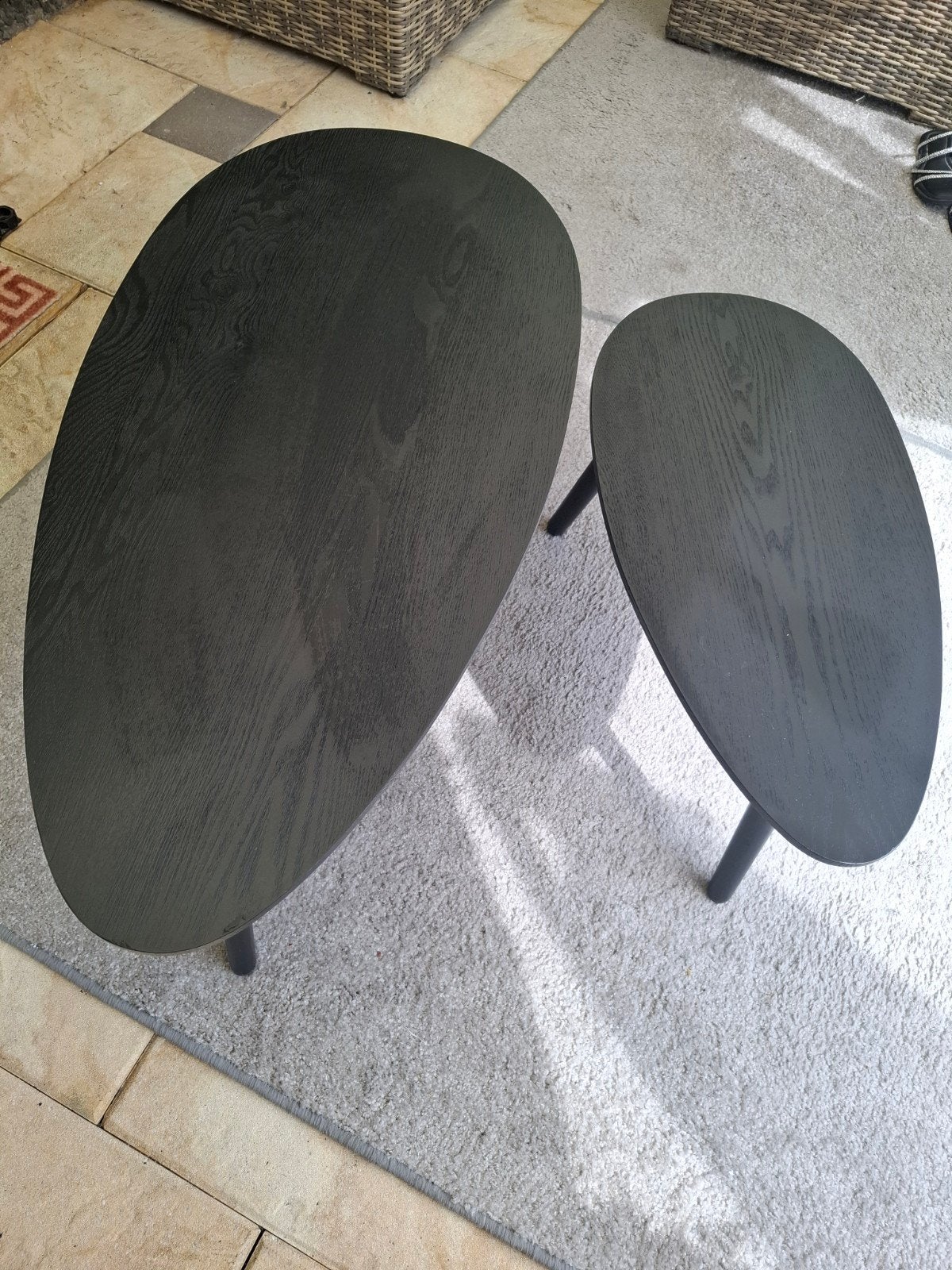 2 leuke salon tafels zwart mango hout, Ophalen, 100 tot 150 cm, 50 tot 100 cm, Zo goed als nieuw