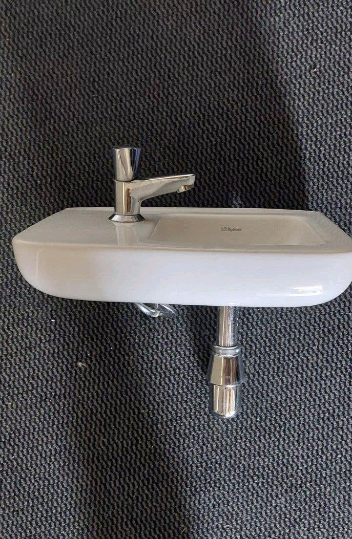 Sphinx wastafel met kraan en sifon - Zo goed als nieuw, Doe-het-zelf en Verbouw, Ophalen, Zo goed als nieuw, Chroom, Wastafel