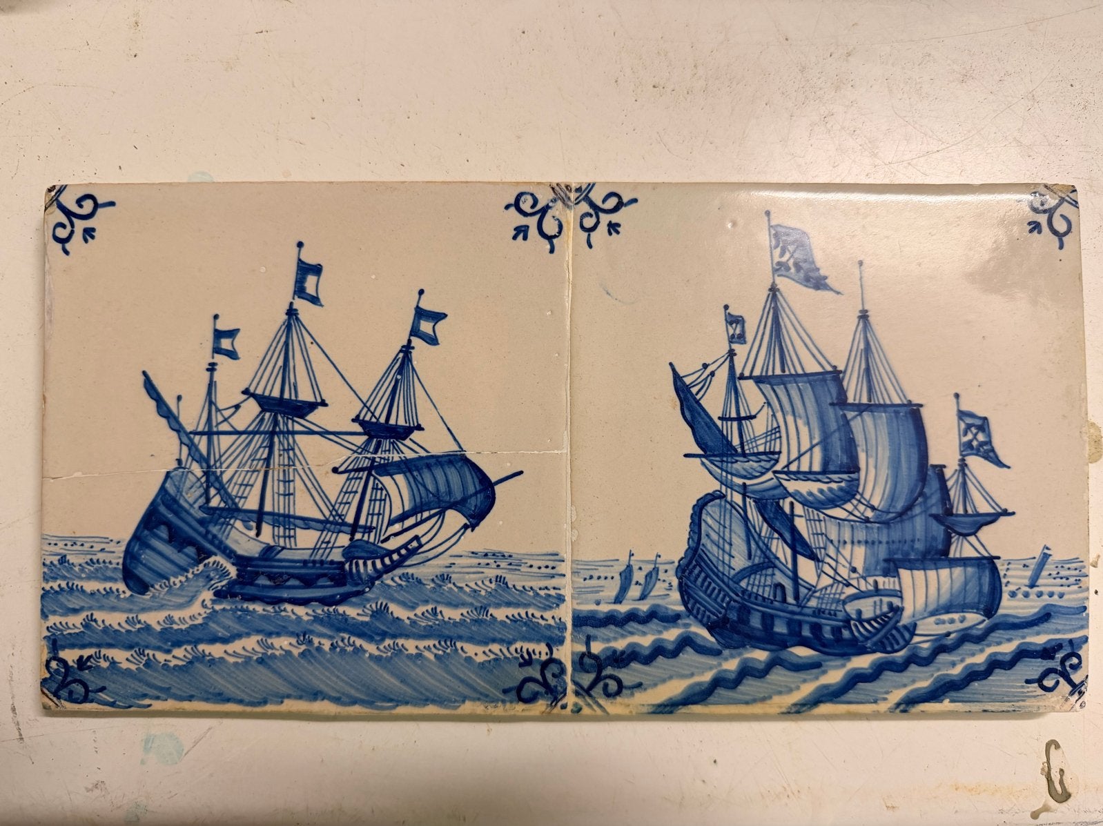 Antieke Friese Schepentegels (ca. 1875) - Bijzonder Blauw, Ophalen of Verzenden