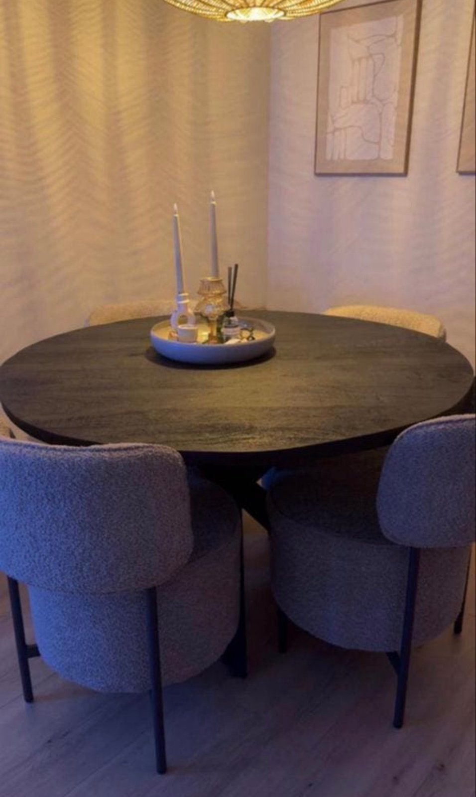 Mangohout ronde eettafel 130cm, Ophalen, Zo goed als nieuw, Rond, 100 tot 150 cm
