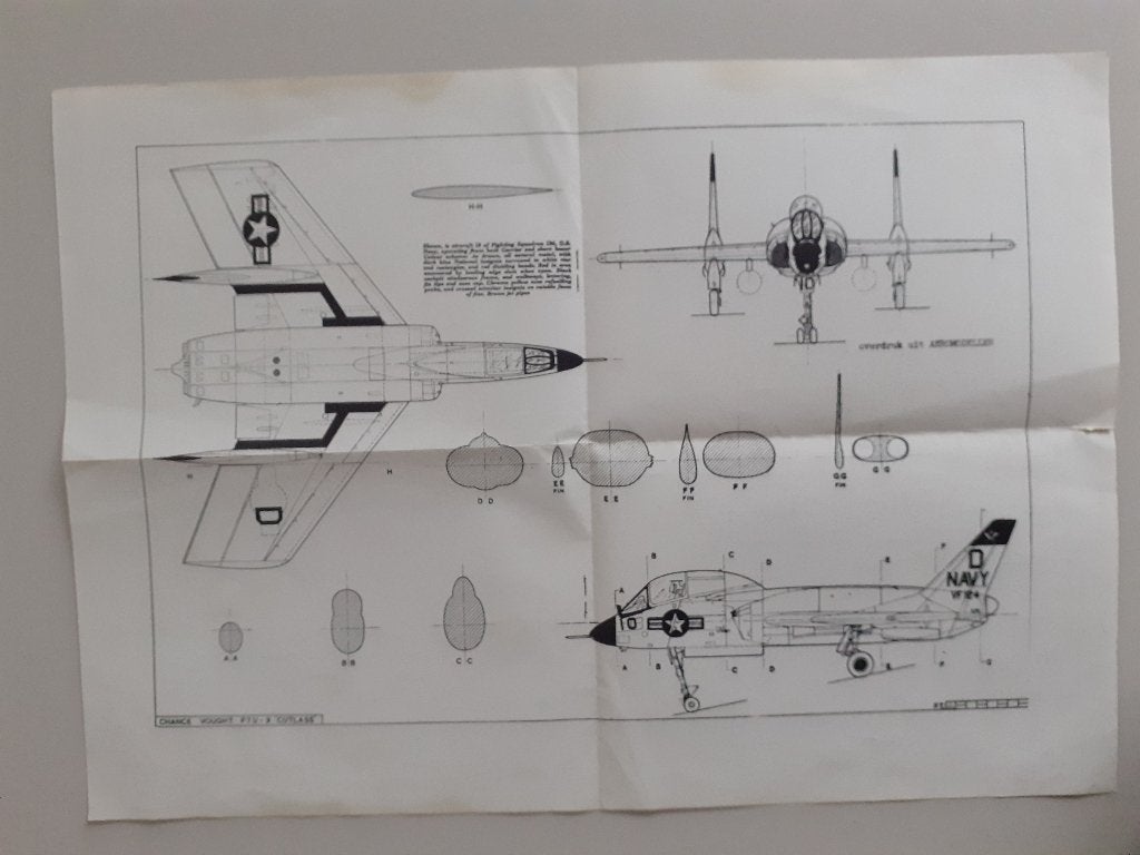 CHANCE VOUGHT F7U-3 CUTLASS 42X29,5 1956 €3, Ophalen of Verzenden, Luchtmacht, Amerika, Foto of Poster