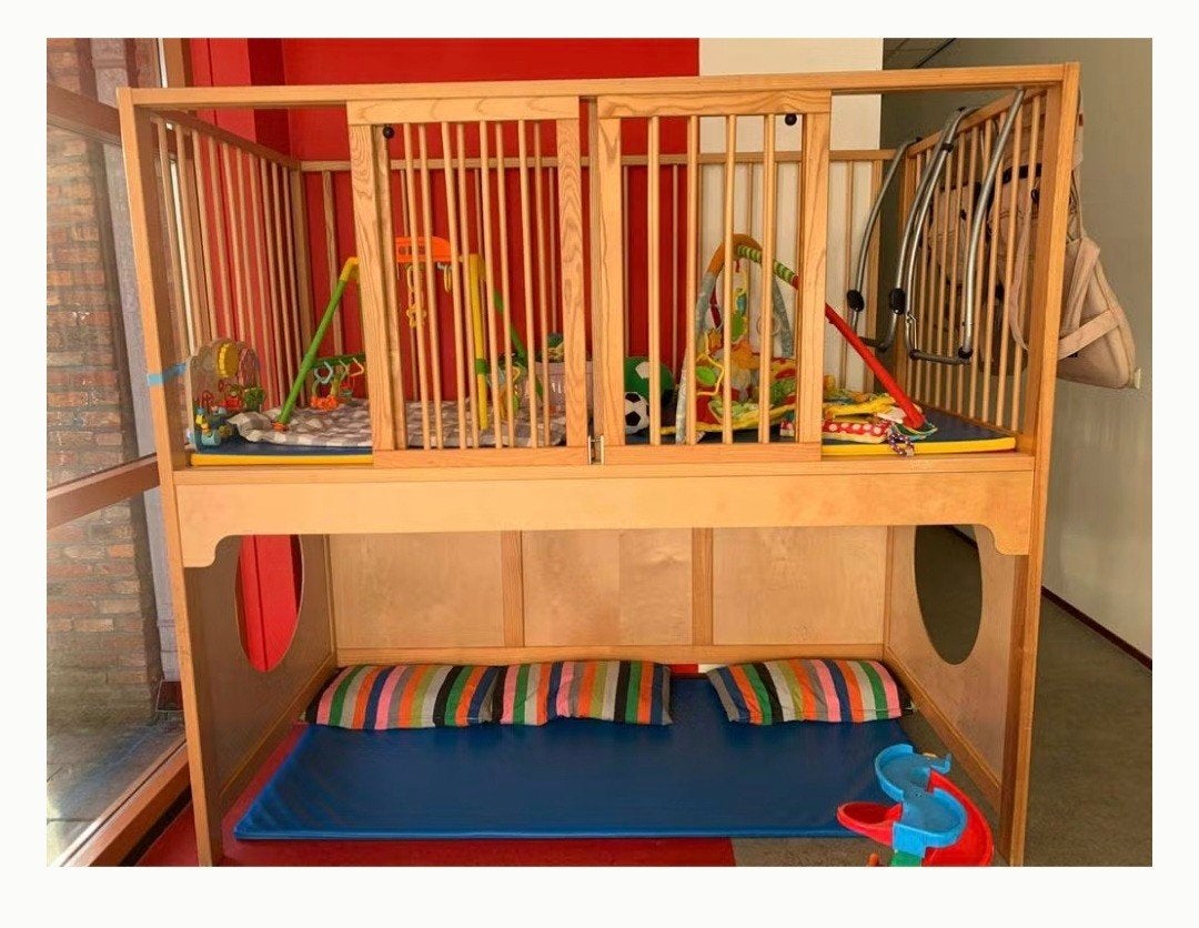 BIJNA GRATIS! Schilte Duobox tweelingbox met speelruimte, Kinderen en Baby's, Ophalen, Gebruikt, Rechthoekig