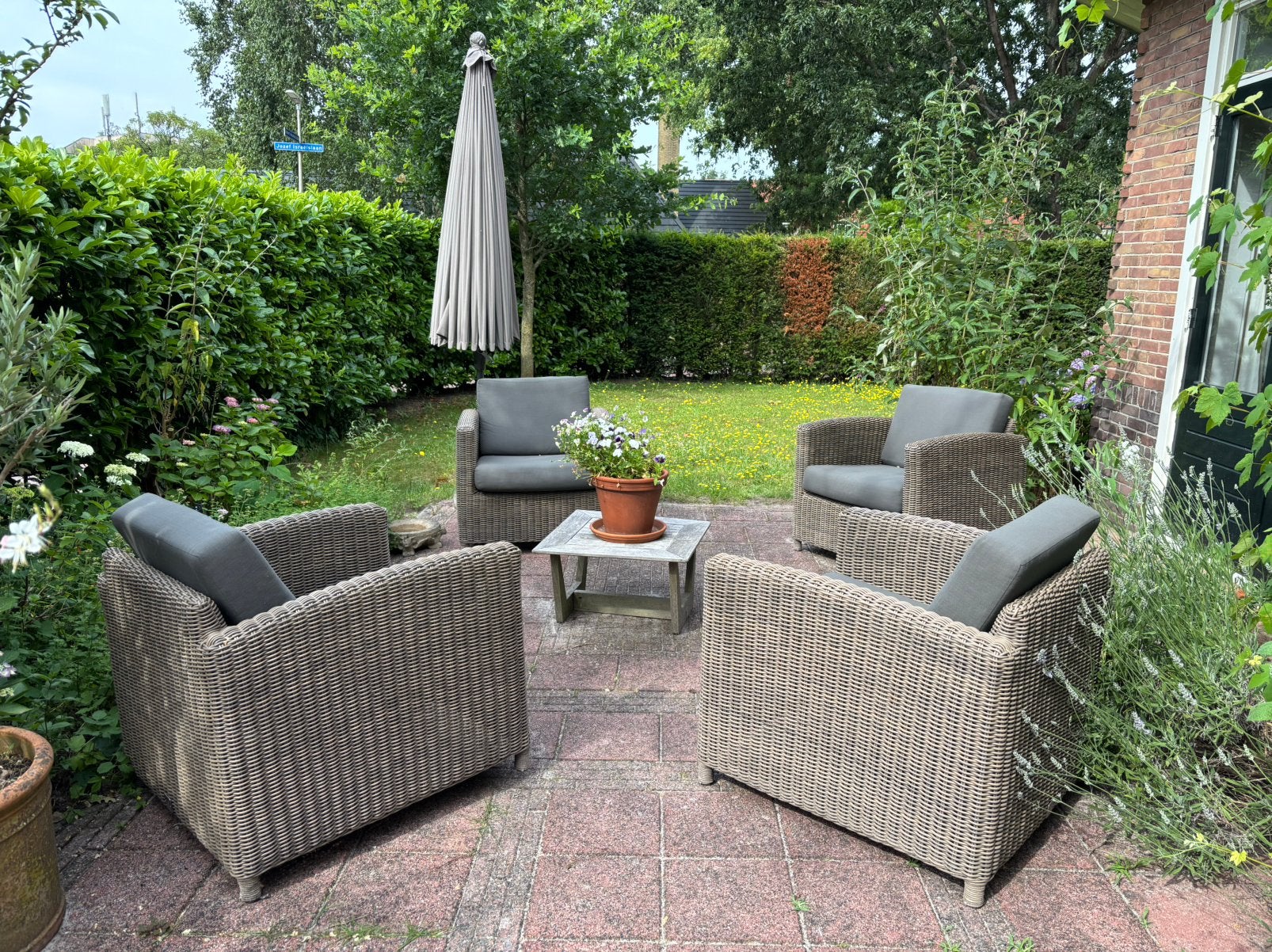 4 Seasons Outdoor (4SO) lounge stoelen, Ophalen, Zo goed als nieuw, Wicker, 4 zitplaatsen