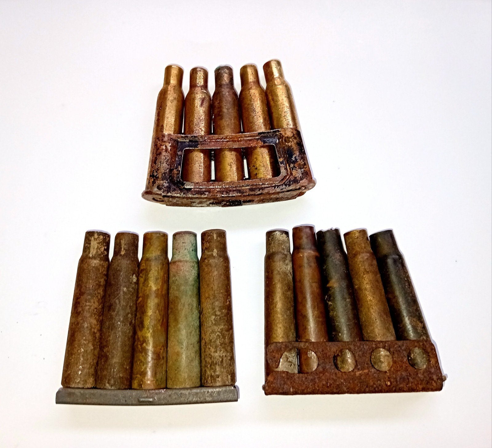 WO2 Set van 3 Laders/Clips,Hembrug M95, Mauser K98, Enfield, Ophalen of Verzenden, Landmacht, Duitsland, Hulzen of Bodemvondsten