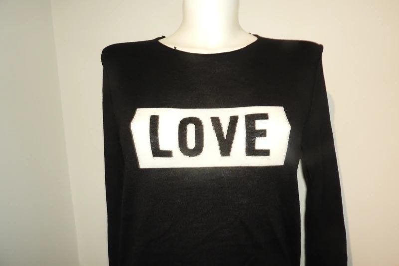 Zadig & Voltaire trui fijn gebreid wol wit print voorkant M, Maat 38/40 (M), Zadig & Voltaire, Verzenden, Zwart