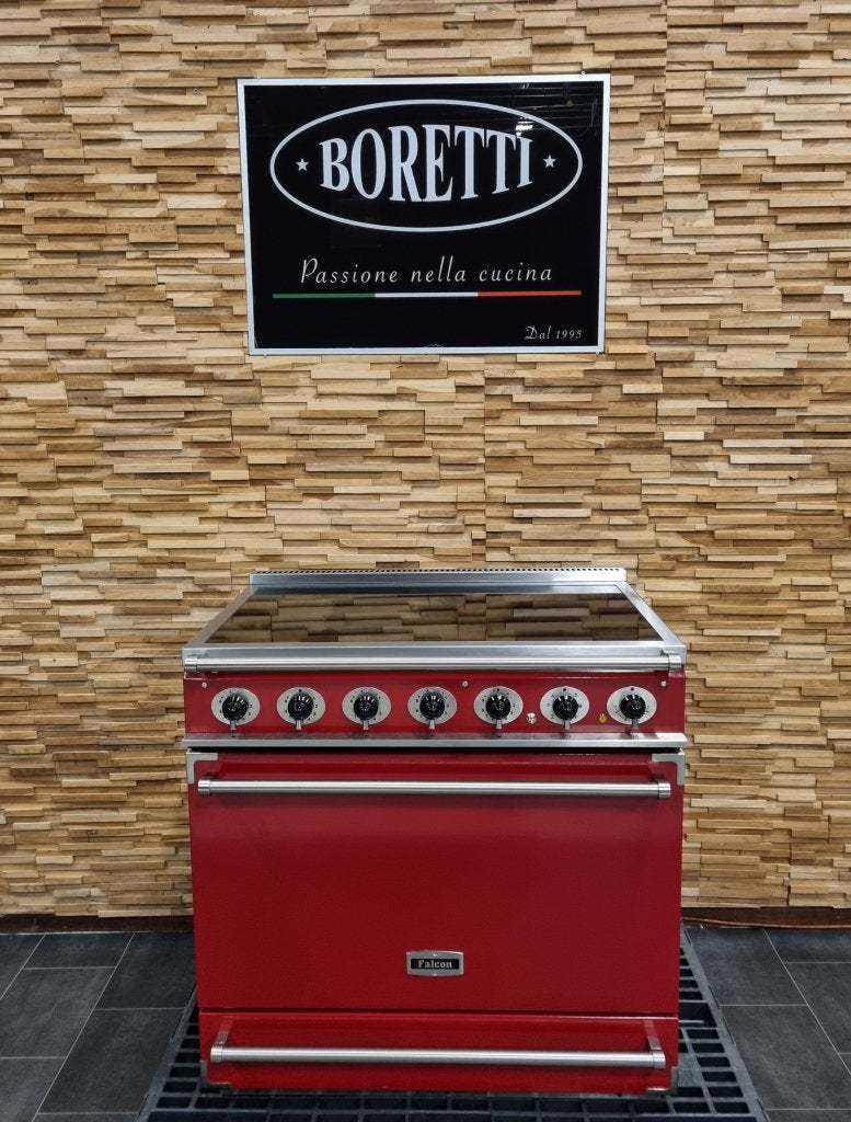 Luxe Falcon Deluxe Fornuis 90cm INDUCTIE rood 5 zones, Witgoed en Apparatuur, Fornuizen, Niet ingevuld, 60 cm of meer, Niet ingevuld