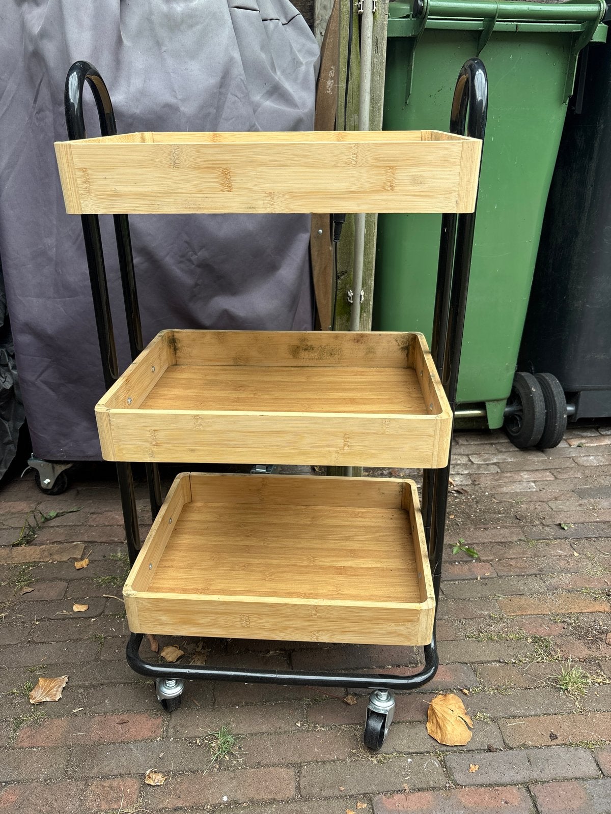 Verrijdbaar serveerwagen met 3 bamboe planken, Ophalen, Gebruikt