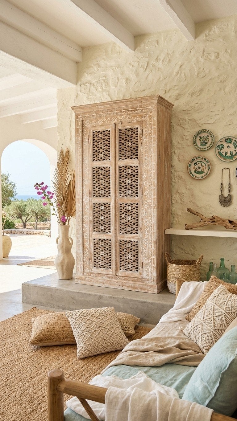 Bali Ibiza Boheemse Teak Houten Kast, Ophalen, Gebruikt