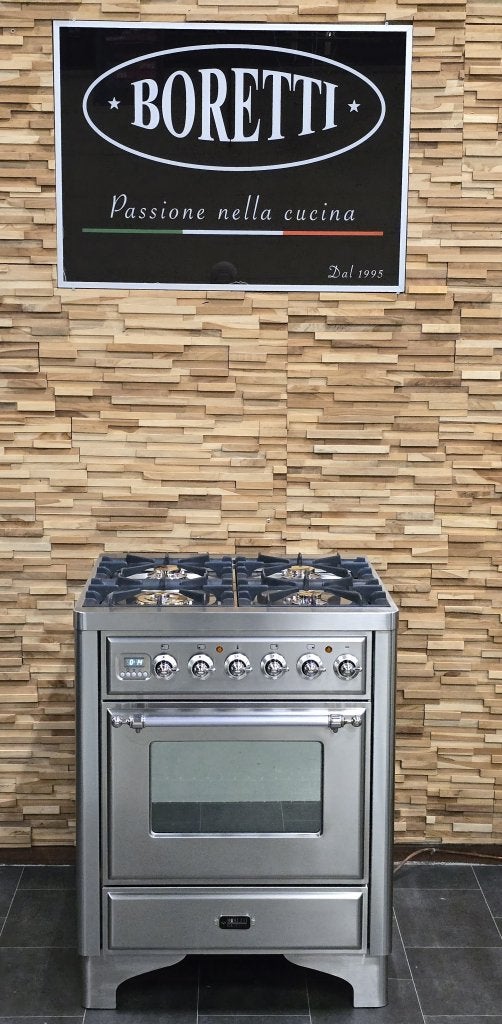 Luxe Fornuis Boretti Majestic 70cm rvs GASOVEN 4 pits, Niet ingevuld, 60 cm of meer, Niet ingevuld, Zo goed als nieuw