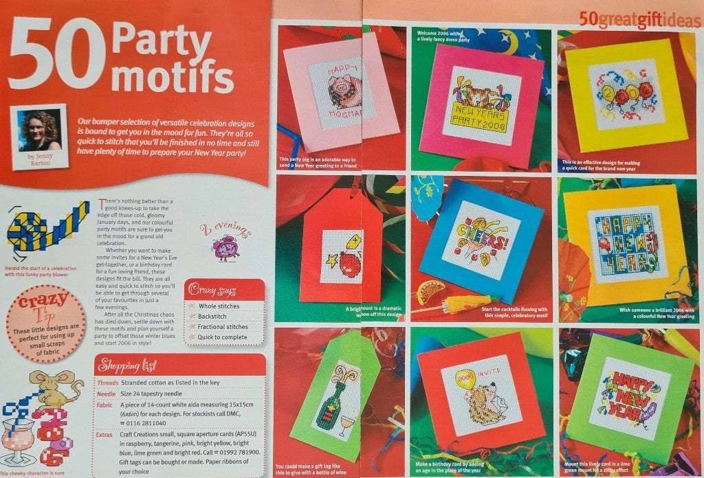 50 Party Motifs Kerst Oud en Nieuwjaar borduurpatronen, Ophalen, Nieuw, Handborduren, Patroon