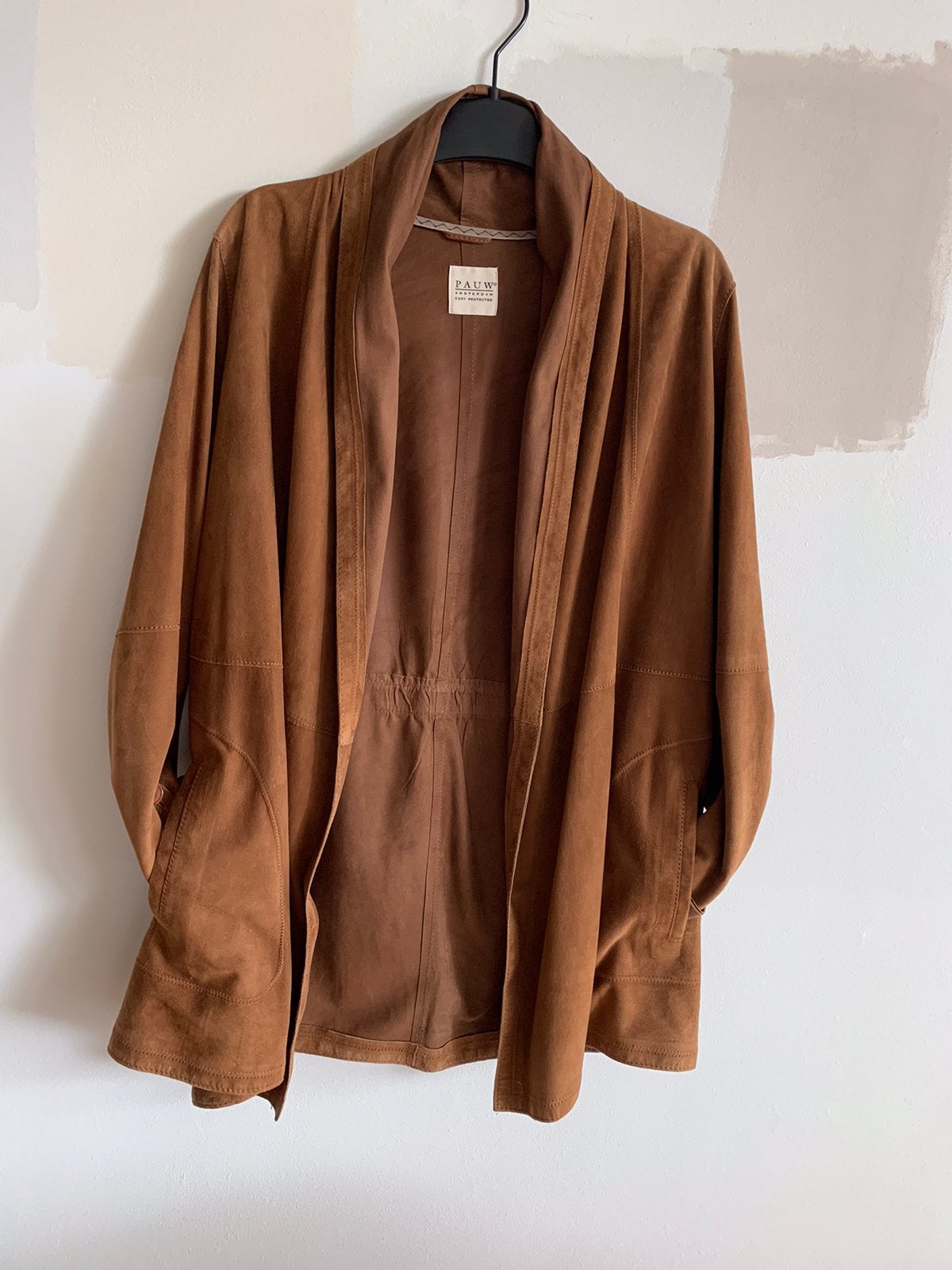 Suede jasje, ongevoerd, merk Pauw, maat 1 small,, Ophalen of Verzenden, Zo goed als nieuw, Maat 36 (S), Bruin
