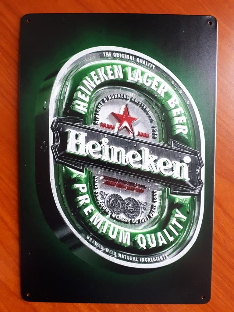 Heineken 20x30 cm Metalen Reclamebord, Verzamelen, Biermerken, Ophalen of Verzenden, Nieuw, Reclamebord, Plaat of Schild, Heineken