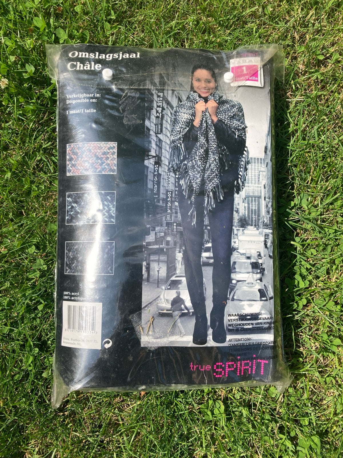 Nieuwe True Spirit Omslagsjaal - Grijs/Zwart, Ophalen of Verzenden, Nieuw, Maat 38/40 (M), Sjaal