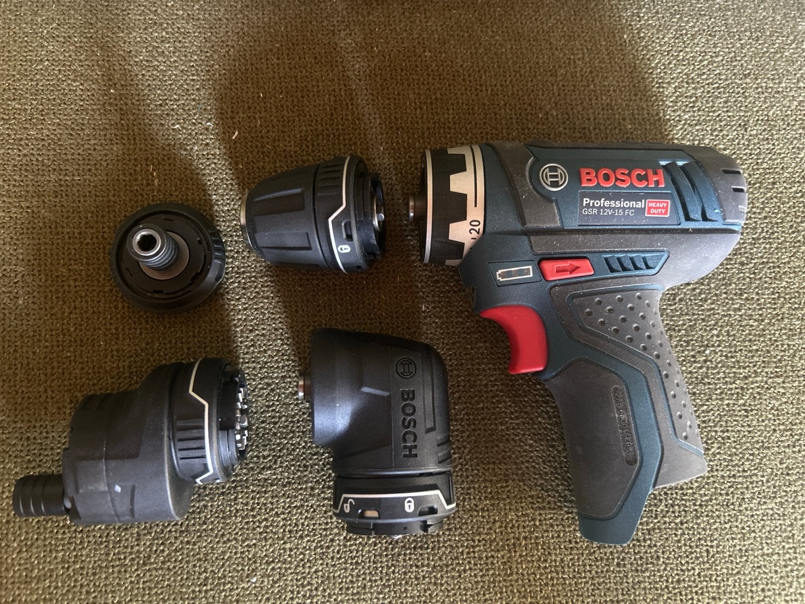 Bosch GSR 12v 15 FC Accuboormachine met wisselkoppen, Doe-het-zelf en Verbouw, Gereedschap | Boormachines, Ophalen of Verzenden