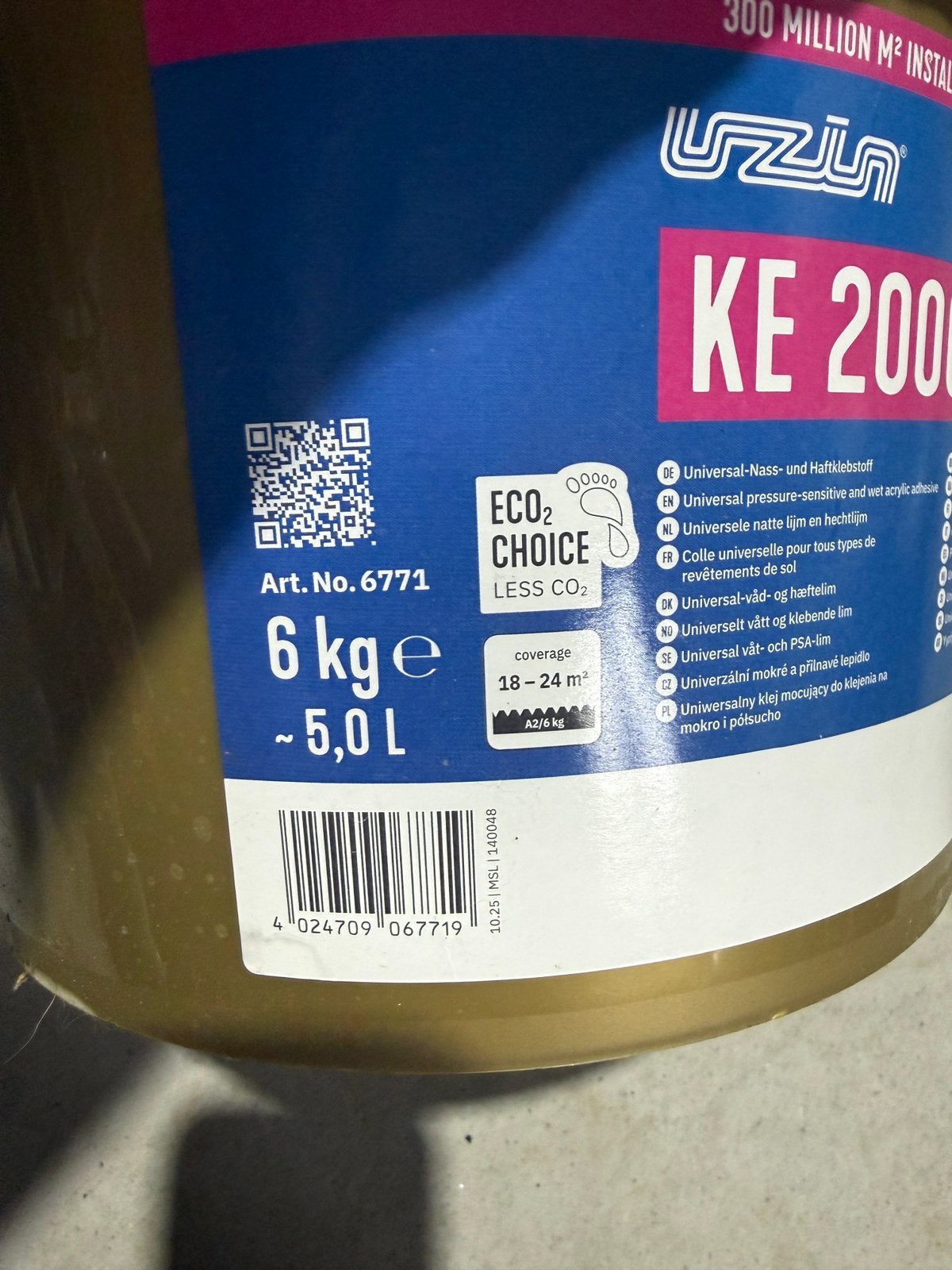 Vinyl PVC lijm, zo goed als vol. Voor 1m2 gebruikt., Ophalen of Verzenden, Zo goed als nieuw, Vinyl