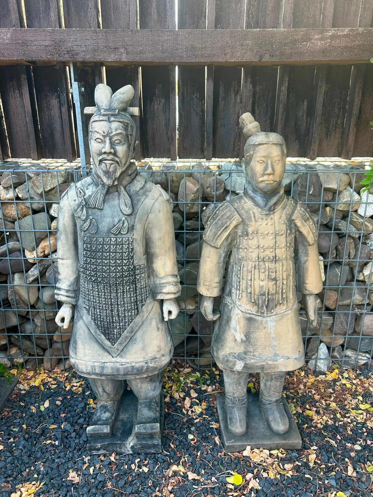 2 beelden chinees leger, Tuin en Terras, Ophalen, Gebruikt, Steen, Mensenbeeld