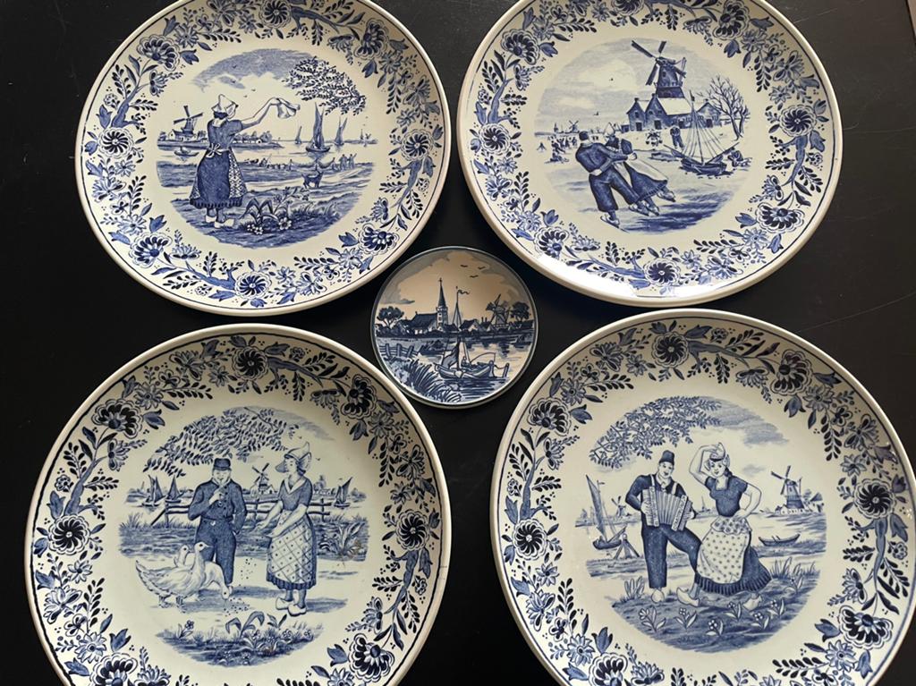 4 mooie Delfts Boch Sphinkx wandborden, Ophalen of Verzenden