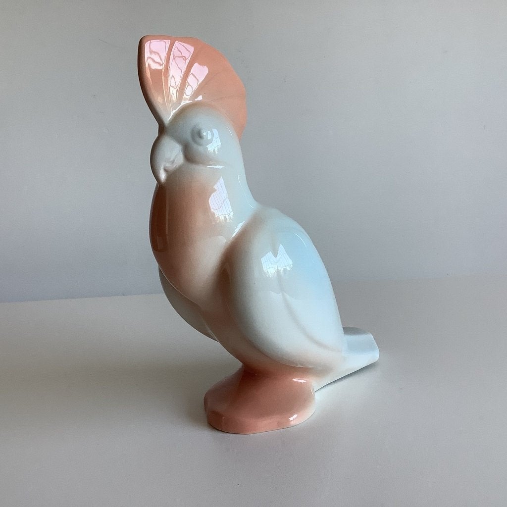 leuk vintage beeld van een kaketoe uit keramiek, Ophalen of Verzenden