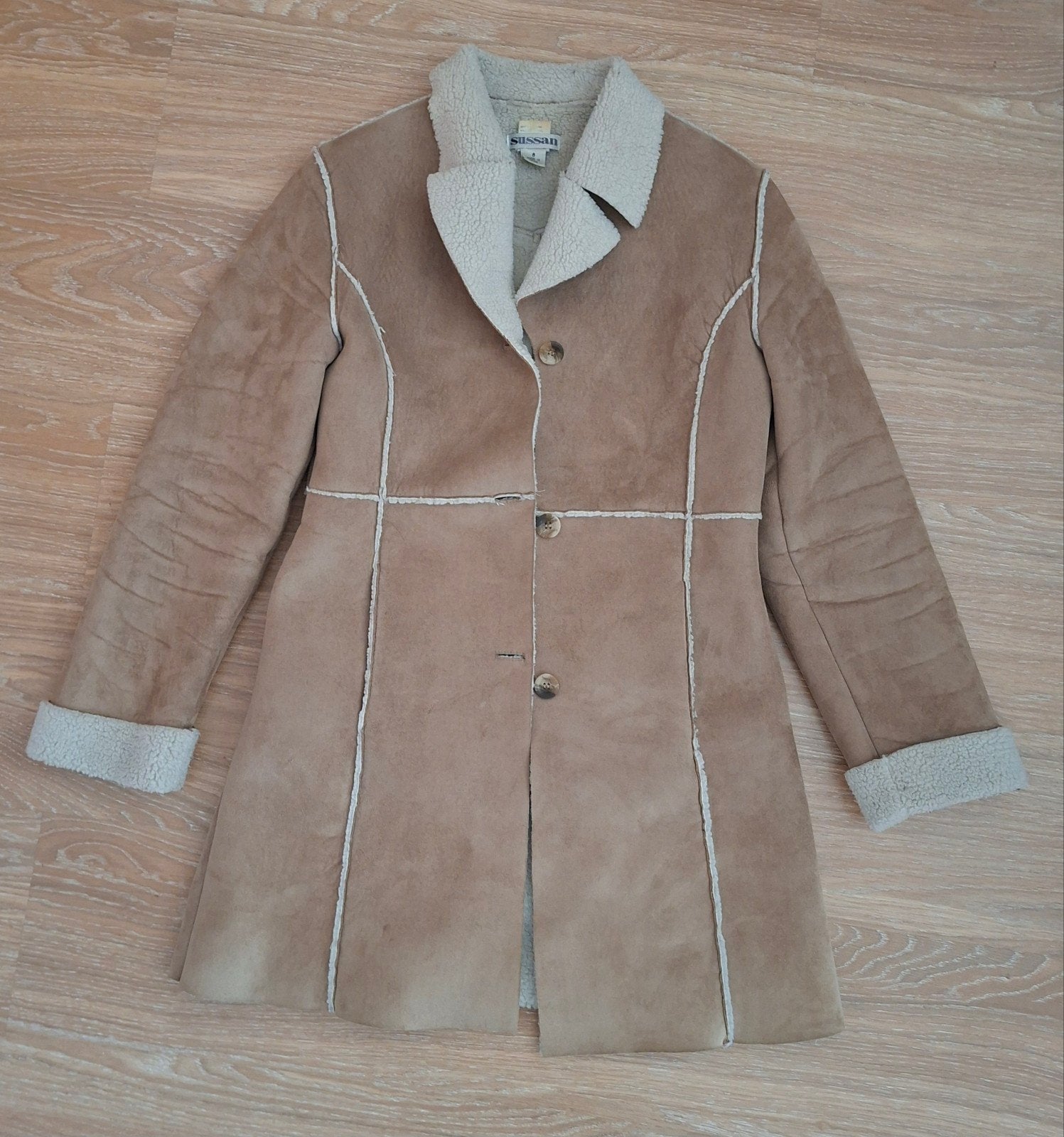 Suede jas met teddy voering - Maat S, Ophalen, Gedragen, Maat 36 (S), Bruin