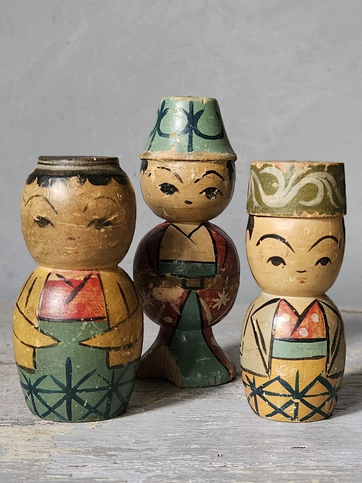 Set Japanse kokeshi popjes, Ophalen of Verzenden